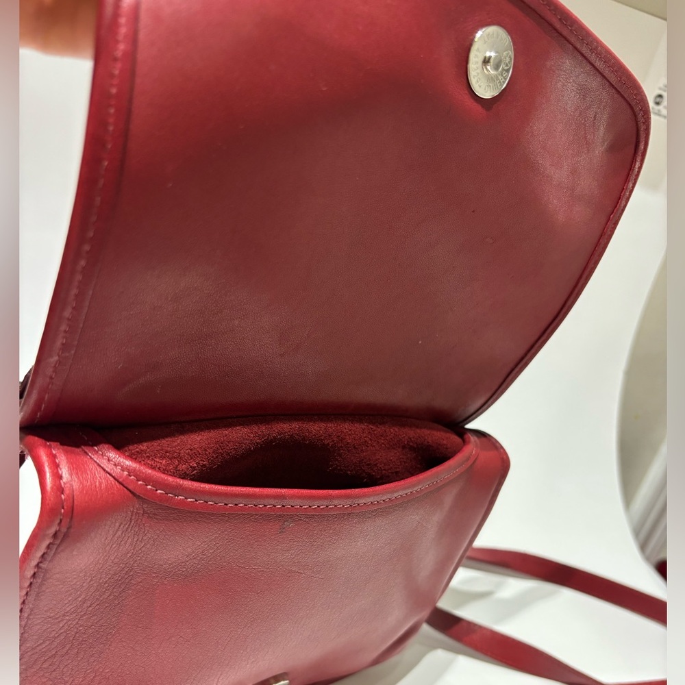 Rare Vintage Coach Red “Hippie Flap” Leather Bag - Picture 8 of 16